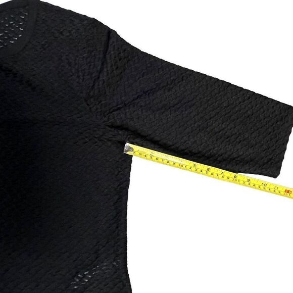 Chico's Women Top Quarter Sleeve Black Small V Neckline Open Knit Black XL Chico - Picture 10 of 11